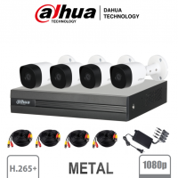 DAHUA COOPER XVR1B04KITII - Kit de 4 Canales de 2 Megapixeles/ 4 Camaras B2A21 Metalicas / DVR de 4 Canales H265+ 1080p Lite/ 1 Ch IP Adicional/ IR 20M / Accesorios/