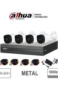 DAHUA COOPER XVR1B04KITII - Kit de 4 Canales de 2 Megapixeles/ 4 Camaras B2A21 Metalicas / DVR de 4 Canales H265+ 1080p Lite/ 1 Ch IP Adicional/ IR 20M / Accesorios/