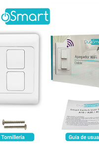 SWITCH APAGADOR WIFI 2.4 GHZ DUOSMART A20  DE 2 UNIDADES COMPATIBLE CON ALEXA Y GOOGLE HOME CON TEMPORIZADORES COMPATIBLE CON APP DUOSMART