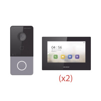 Kit de Videoportero IP LITE con llamada a App de Smartphone (Hik-Connect) / Apertura con tarjeta / Soporta PoE Estándar / Incluye 3 MONITORES