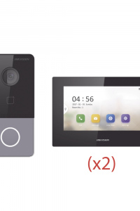 Kit de Videoportero IP LITE con llamada a App de Smartphone (Hik-Connect) / Apertura con tarjeta / Soporta PoE Estándar / Incluye 3 MONITORES
