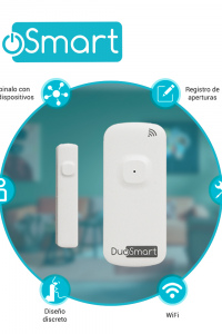 SENSOR MAGNETICO WIFI 2.4GHZ STANDALONE DUOSMART D10 BATERIA RECARGABLE REPORTA DIRECTO A APP DUOSMART COMPATIBLE CON ALEXA Y GOOGLE HOME