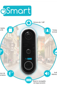 VIDEOPORTERO WIFI DUOSMART E50 1MP NOTIFICACIONES PUSH COMPATIBLE CON APP DUOSMART Y SOPORTE DE TARJETA DE MEMORIA MICROSD DE HASTA 128 GB (NO INCLUIDA)