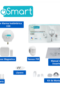KIT ALARMA INALAMBRICA DUOSMART C20 COMUNICACION DUAL WIFI 2.4 GHZ RF 433.92 INCLUYE 1 PANEL 1 PIR 1 MAGNETO 1 LLAVERO **COMPATIBLE CON SENSORES DUOSMART C**