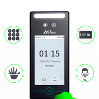 Reloj checador color negro con pantalla de 4" y logo de ZKTeco           Facial ZKTECO SpeedFaceV4LTA - Control de Acceso y Asistencia Facial Visible Light / 800 Rostros/ 800 Palmas / 1000 Tarjetas / TCP/IP / Compatible con Bio Time Pro