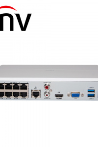 NVR 8MP 8CH / 8 POE UNV NVR301-08LX-P8 / CAPACIDAD 1 DISCO DURO HASTA 10TB TOTAL / 1 SALIDA HDMI 4K Y 1 SALIDA VGA SIMULTANEAS / CARCASA PLASTICA/ POE 300MTS / 64 MBPS / ULTRA265 / ANALITICA SMART INTRUSION PREVENTION IA (SERIE EASY)
