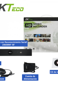 NVR 8 CANALES CON RECONOCIMIENTO FACIAL ZKTECO Z8608NF-8F 8MP H.265+ 50,000 ROSTROS 1 HDMI 4K / 2 SATA 8TB / P2P / COMPATIBLE CON BIOSECURITY/BIOACCESS IVS