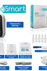 VIDEOPORTERO WIFI DUOSMART E50 1MP NOTIFICACIONES PUSH COMPATIBLE CON APP DUOSMART Y SOPORTE DE TARJETA DE MEMORIA MICROSD DE HASTA 128 GB (NO INCLUIDA)