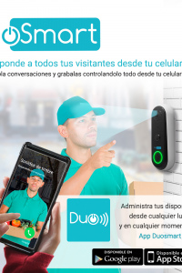 VIDEOPORTERO WIFI DUOSMART E50 1MP NOTIFICACIONES PUSH COMPATIBLE CON APP DUOSMART Y SOPORTE DE TARJETA DE MEMORIA MICROSD DE HASTA 128 GB (NO INCLUIDA)