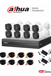 DAHUA KITXVR1B08- I+8-B1A21- Kit de 8 Canales 2 Megapixeles/ DVR Cooper-I WizSense/ Con IA/ H.265+/ 8 Camaras B1A21 1080p/ 8 Canales + 2 IP o Hasta 10 Canales IP/ 4 Canales SMD Plus/ Busqueda de Humanos y Vehiculos/ Accesorios Incluidos/