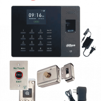 DAHUA ASA1222GPACK - Paquete de control de asistencia por validación de huella y tarjetas Mifare, cerradura magnética de 200 kg 600lb y su soporte para fijación en ZL y botón liberador no touch sin contacto #ExpoTVC
