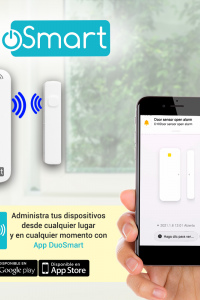 SENSOR MAGNETICO WIFI 2.4GHZ STANDALONE DUOSMART D10 BATERIA RECARGABLE REPORTA DIRECTO A APP DUOSMART COMPATIBLE CON ALEXA Y GOOGLE HOME