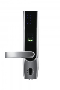 Cerradura autónoma izquierda bluetooth de huella digital, tarjeta de proximidad y contraseña