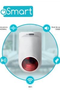SIRENA INTELIGENTE WIFI 2.4 DUOSMART B20 STANDALONE MONITOREO EN APP DUOSMART  **SOPORTA DISPOSITIVOS RF DUOSMART SERIE C**  20 CONTROLES 60 DISPOSITIVOS EN MODO 24HRS AUDIBLE INTERIORES O PERIMETRALES