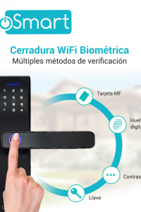 CERRADURA BIOMETRICA WIFI 2.4 GHZ DUOSMART F20 ACEPTA TARJETAS MF HUELLA DIGITAL CONTRASEÑA Y LLAVE  CON PUERTO DE ALIMENTACION EMERGENTE MICROUSB COMPATIBLE CON APLICACION DUOSMART