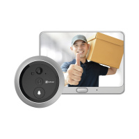 Videoportero Con Mirilla y Pantalla Wi-Fi de Batería Recargable / Para Instalarse en Puerta / Cámara 720P / Sensor PIR / Detección de Movimiento / Audio de Dos Vías / Uso en Interior