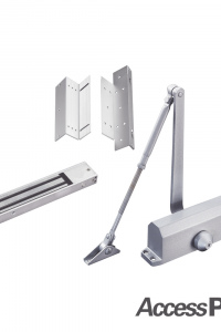 Kit para control de acceso incluye Chapa magnética de 600Lbs / Montajes L y Z / Cierra puerta para 45-65Kg.