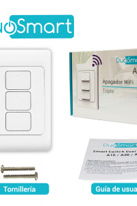 SWITCH APAGADOR WIFI 2.4 GHZ DUOSMART A30  DE 3 UNIDADES COMPATIBLE CON ALEXA Y GOOGLE HOME CON TEMPORIZADORES COMPATIBLE CON APP DUOSMART