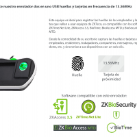ENROLADOR BIOMETRICO Y PROXIMIDAD USB ZKTECO ZK8500R MF 13.56MHZ COMPATIBLE CON ZKACCESS3.5, BIOSECURITY, BIOACCESS, BIOTIME PRO REGISTRA HUELLAS Y TARJETAS DE 13.56MHZ *SDK SIN COSTO*