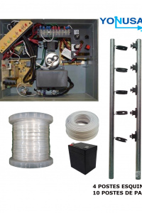 YONUSA PAKEY10000127AF - Paquete de ENERGIZADOR de alta frecuencia ANTIPLANTAS 10 000V / Postes de paso / Postes esquina / Bobina de alambre / Cable bujia / Bateria