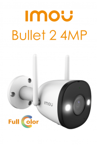 IMOU Bullet 2 4 MP (IPC-F42FEN-0280B-imou) - Camara IP Bullet de 4 Megapixeles Wifi/ FullColor/ Lente de 2.8 mm/ 102 Grados de Apertura/ 30 Mts IR/ Sirena&Luz Blanca/ H.265/ Microfono Integrado/ Ranura para MicroSD/ IP67/