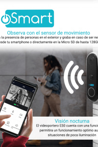 VIDEOPORTERO WIFI DUOSMART E50 1MP NOTIFICACIONES PUSH COMPATIBLE CON APP DUOSMART Y SOPORTE DE TARJETA DE MEMORIA MICROSD DE HASTA 128 GB (NO INCLUIDA)
