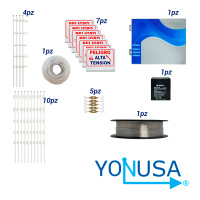 KIT DE CERCA ELECTRIFICADA CON ACCESORIOS PARA 50METROS INCLUYE: ENERGIZADOR, BATERIA ENS-BT412 CABLE, ALAMBRE, POSTES, LETREROS Y TENSORES
